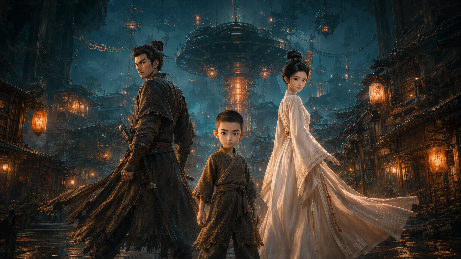 《百鬼夜行街》场景概念图（产品真实生成）